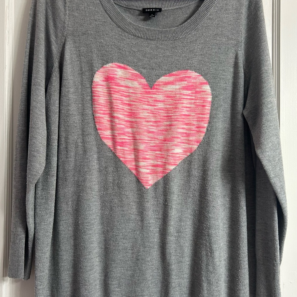 Gray Sweater with Pink Heart